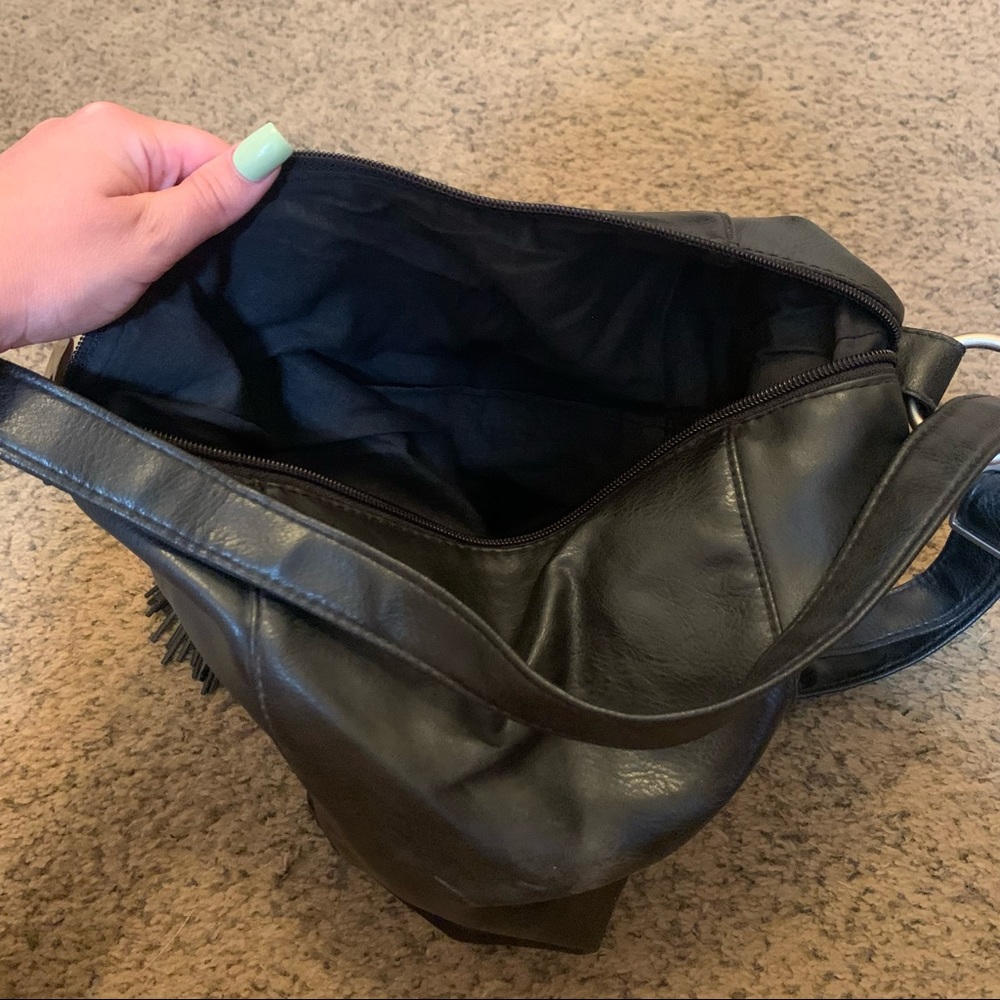 Vintage Black Transformable One Strap Backpack Or… - image 7